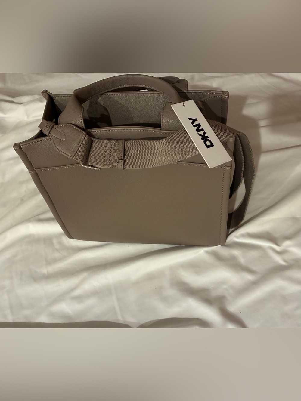 DKNY Taupe Tote Bag with Detachable Charm - Picture 3 of 4